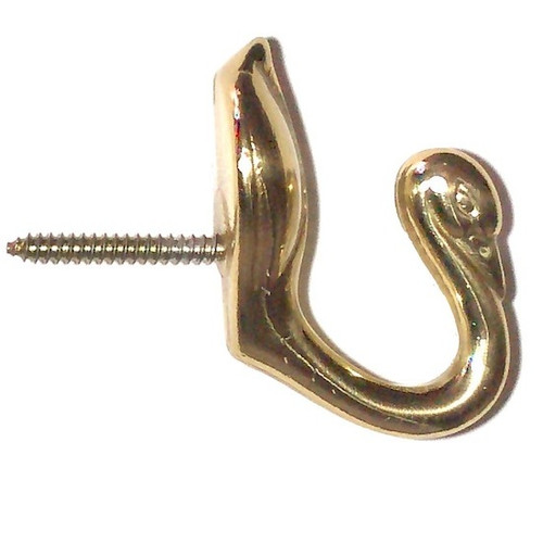 Gold colour brass swan tie back hook with wall screw fixture.