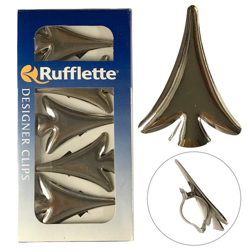 Rufflette chrome cafe curtain clips. 5 clips per packet.