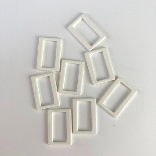 White acrylic rectangle buckle.