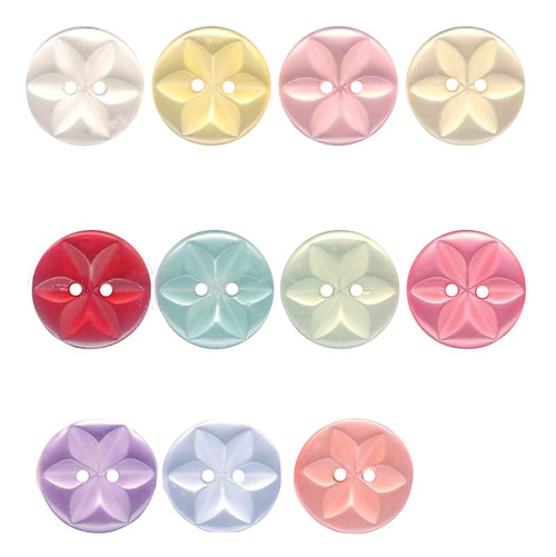 Star button with two hole traditionally used on hand knits, baby and children garments.