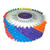 12 pin rosettes stacked on top of each other showing the vibrant colours.