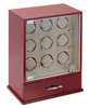 Diplomat Estate Cherry Wood Finish Nine Watch Winder with Cream Interior and Additional Storage for 10 Watches and Smart Internal Bi-Directional Timer Control