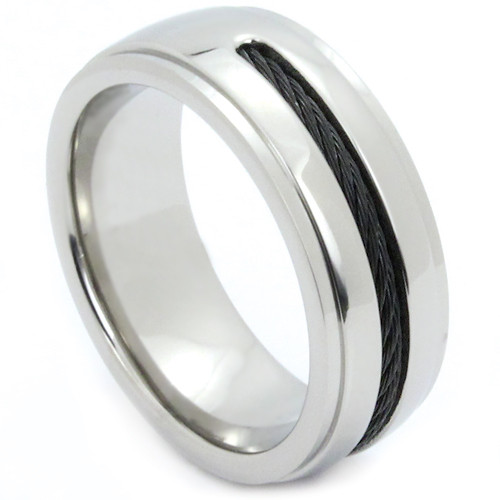 Tungsten Band - Black Twirl Inlay