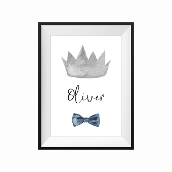 kids print wall décor art nursery art babys room décor whimsical pictures inspirational words customised bespoke prince crown motif