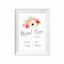 kids print wall décor art nursery art babys room décor whimsical pictures inspirational words birth print customised bespoke birth details floral posie motif