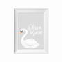 Sleepy Swan Personalised Print