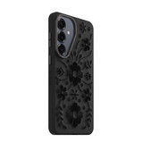 Galaxy S26+ Case | Symmetry Series Cactus Leather Embroidery - Ink Blossom (Black Flower)
