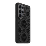 Galaxy S26 Ultra Case | Symmetry Series Cactus Leather Embroidery - Ink Blossom (Black Flower)