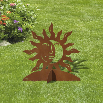 24in Tall Eclipse Modern Decor Rust Metal Sturdy Outdoor Yard Art Lawn Statue Sculpture - Made in USA