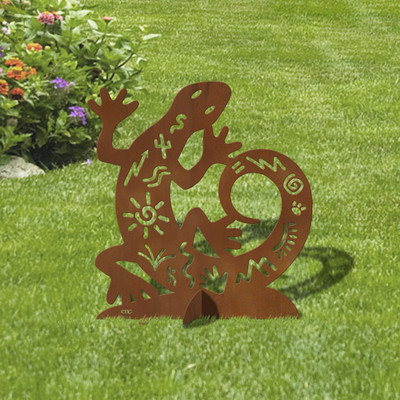 25in Tall Gecko Tales Southwestern Decor Rust Metal Sturdy Outdoor Yard Art Lawn Statue Sculpture - Made in USA