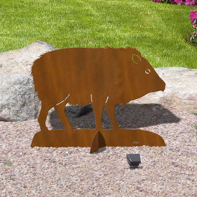 36in Wide Javelina B Southwestern Decor Rust Metal Sturdy Outdoor Yard Art Lawn Statue Sculpture - Made in USA