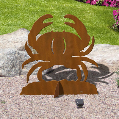 36in Tall Crab Coastal Decor Rust Metal Sturdy Outdoor Yard Art Lawn Statue Sculpture - Made in USA