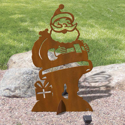 42in Tall Christmas Decoration Santa Claus Rust Metal Sturdy Outdoor Yard Art Lawn Statue - Made in USA