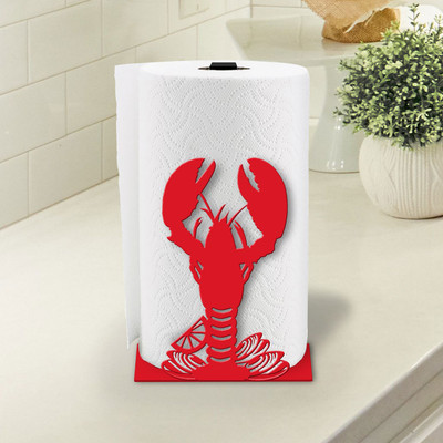 Coastal Theme Lobster Design Sturdy Metal Paper Towel Holder - Choose Color or Paint it Yourself