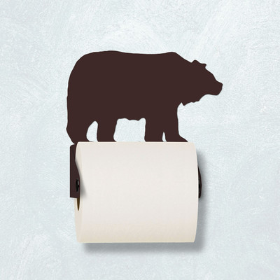 Lodge Theme Lone Bear Wall-Mount Toilet Paper Holder - Choose Color or Paint it Yourself