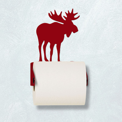 Lodge Theme Lone Moose Wall-Mount Toilet Paper Holder - Choose Color or Paint it Yourself