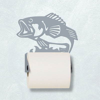 Fishing Theme Jumping Bass Wall-Mount Toilet Paper Holder - Choose Color or Paint it Yourself
