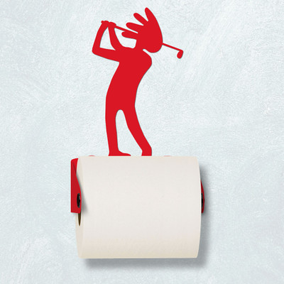 Golf Theme Kokopelli Golfer Wall-Mount Toilet Paper Holder - Choose Color or Paint it Yourself