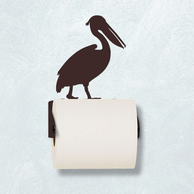 Coastal Theme Pelican Wall-Mount Toilet Paper Holder - Choose Color or Paint it Yourself