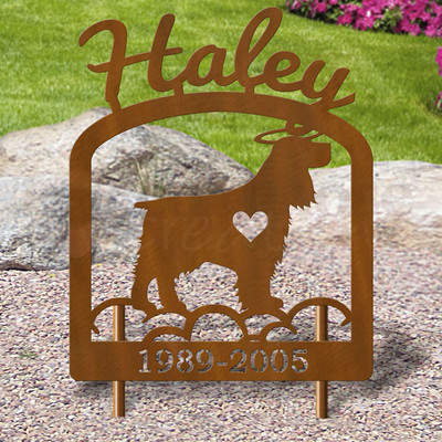 Custom Made Cocker Spaniel Pet Memorial - 16in W Sturdy Upright Metal - Rust Patina with Script Lettering