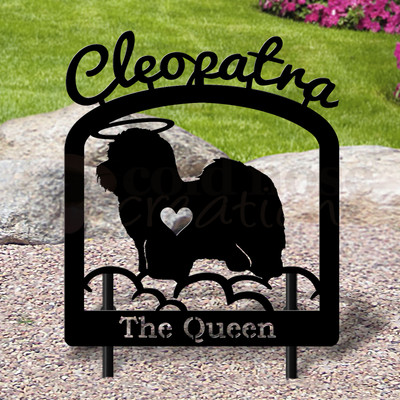Custom Made Coton De Tulear Pet Memorial - 16in W Sturdy Upright Metal - Satin Black with Script Lettering
