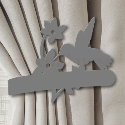 Wildlife Decor Hummingbirds Design Curtain Tie Back Hooks - Unpainted Primer Right Side