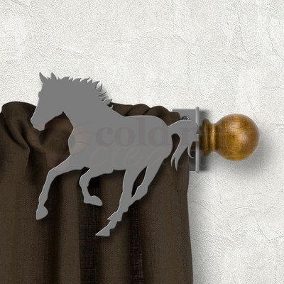 Western Decor Horse Design Custom Size Curtain Rod Holders - Unpainted Primer Right Side