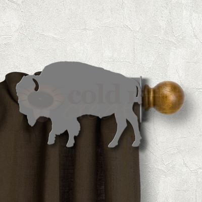 Lodge Decor Buffalo Design Custom Size Curtain Rod Holders - Unpainted Primer Right Side
