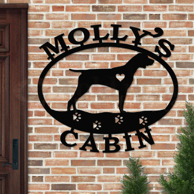 Custom Dog Theme Shorthaired Pointer Custom Text Oval Outdoor Wall Sign - satin black