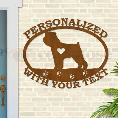 Custom Dog Theme Brussels Griffon Custom Text Oval Outdoor Wall Sign - rust patina