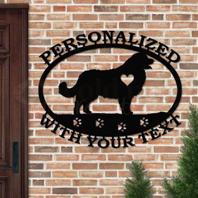 Custom Dog Theme Leonberger Custom Text Oval Outdoor Wall Sign - satin black