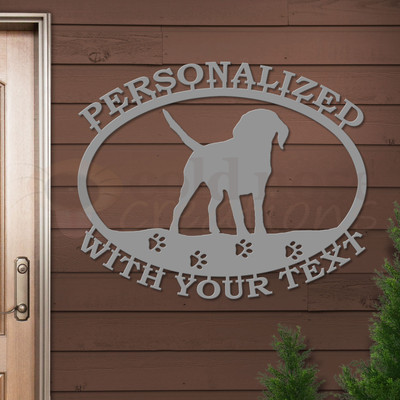 Custom Dog Theme Beagle Custom Text Oval Outdoor Wall Sign - unpainted primer