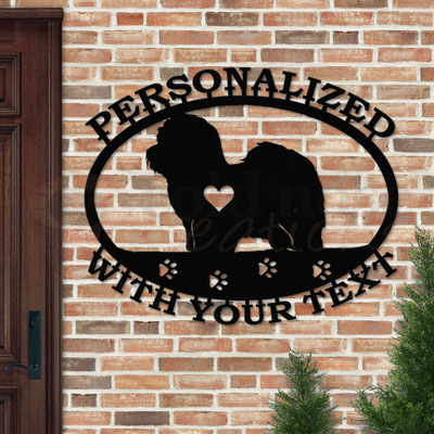 Custom Dog Theme Coton De Tulear Custom Text Oval Outdoor Wall Sign - satin black