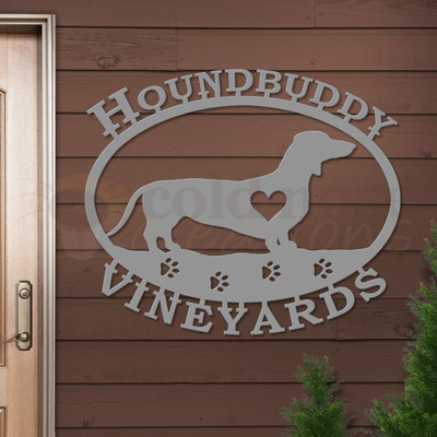 Custom Dog Theme Dachshund Custom Text Oval Outdoor Wall Sign - unpainted primer