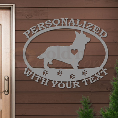 Custom Dog Theme Cardigan Welsh Corgi Custom Text Oval Outdoor Wall Sign - unpainted primer