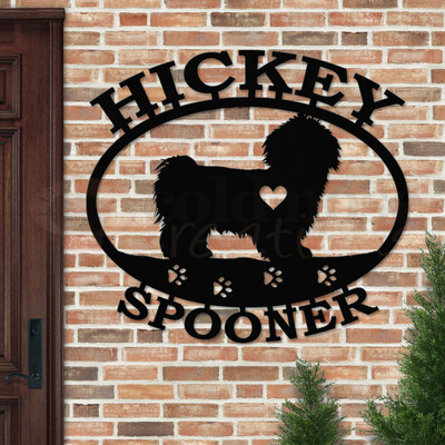 Custom Dog Theme Shih-tzu Custom Text Oval Outdoor Wall Sign - satin black