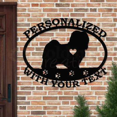 Custom Dog Theme Havanese Custom Text Oval Outdoor Wall Sign - satin black