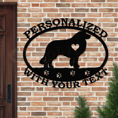 Custom Dog Theme Great Pyrenees Custom Text Oval Outdoor Wall Sign - satin black