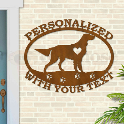 Custom Dog Theme Irish Setter Custom Text Oval Outdoor Wall Sign - rust patina