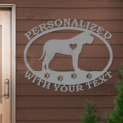 Custom Dog Theme Mastiff Custom Text Oval Outdoor Wall Sign - unpainted primer