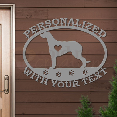 Custom Dog Theme Irish Wolfhound Custom Text Oval Outdoor Wall Sign - unpainted primer