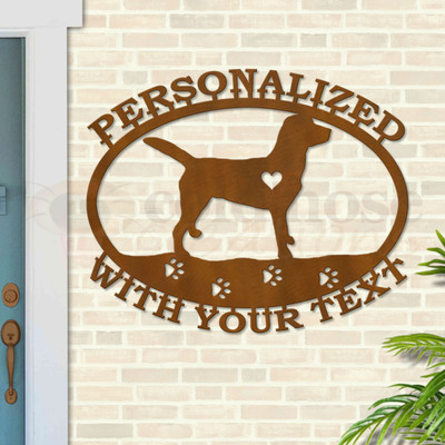 Custom Dog Theme Labrador Retriever Custom Text Oval Outdoor Wall Sign - rust patina
