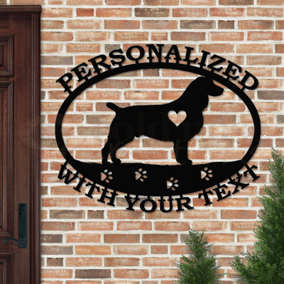Custom Dog Theme Boykin Spaniel Custom Text Oval Outdoor Wall Sign - satin black