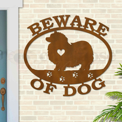 Custom Dog Theme Keeshonden Custom Text Oval Outdoor Wall Sign - rust patina