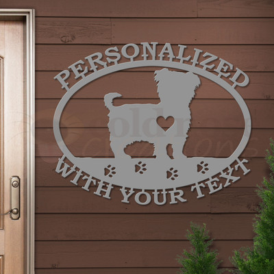 Custom Dog Theme Morkie Custom Text Oval Outdoor Wall Sign - unpainted primer