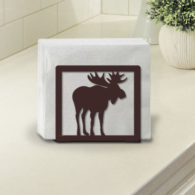 Lodge Decor Moose Upright Metal Napkin Holder - Choose Color or Paint it Yourself