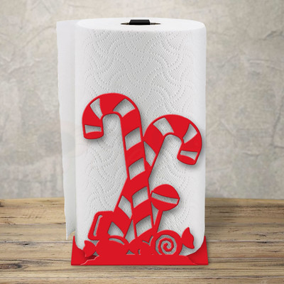 Christmas Decor Candy Canes Upright Paper Towel Holder - Choose Color or Paint it Yourself