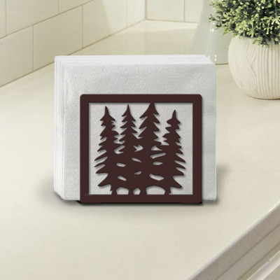 Lodge Decor Trees Upright Metal Napkin Holder - Choose Color or Paint it Yourself