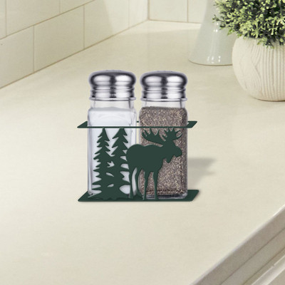 Lodge Decor Moose and Trees Salt and Pepper Shaker Set - Choose Color or Paint it Yourself