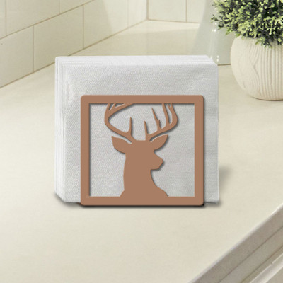Lodge Decor Deer and Trees Upright Metal Napkin Holder - Choose Color or Paint it Yourself